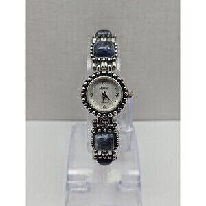 Victoria Lace Quartz Blue Cabochon Watch Japan Silver Tone Womens New Battery
